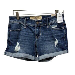 Hollister Women's Jean Midi Shorts Size 1 W25 Darker Wash -Brand New